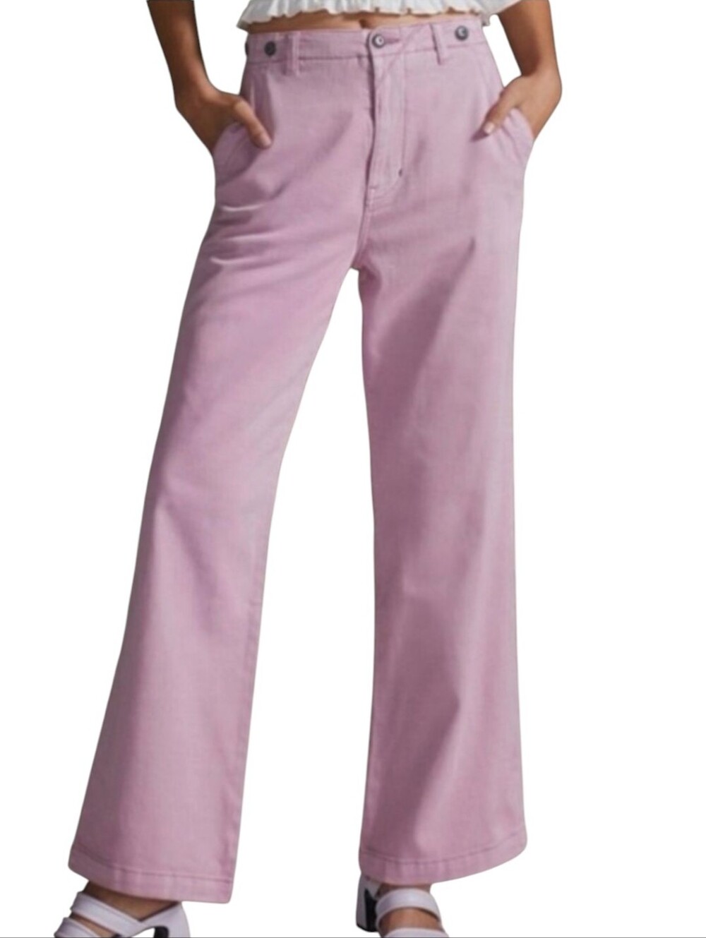 Anthropologie High-Rise Wide-Leg Jeans in Dusty Pink